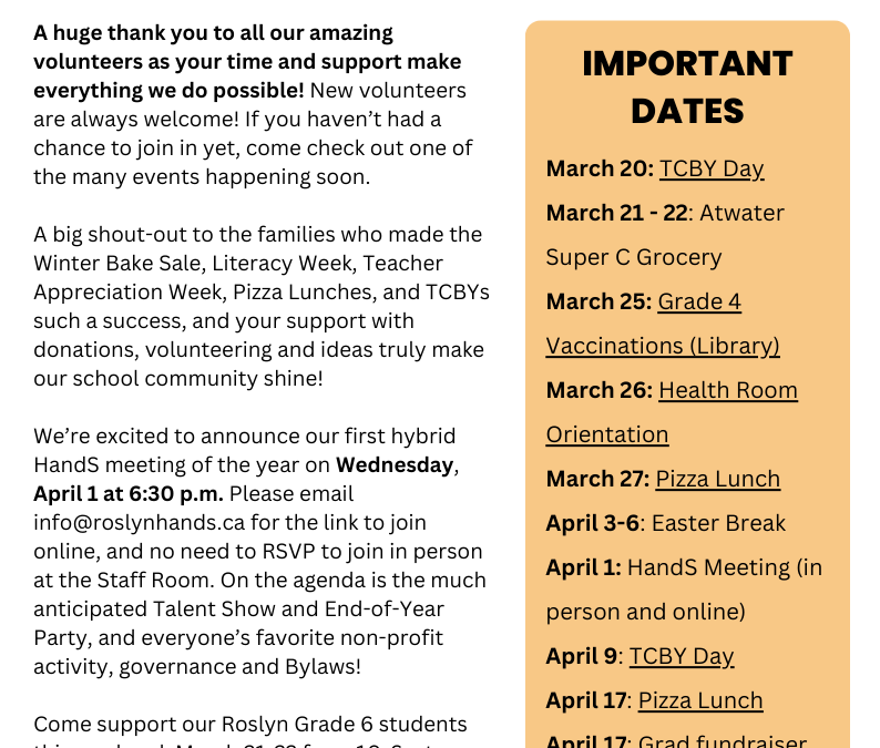 HandS March 2026 Newsletter